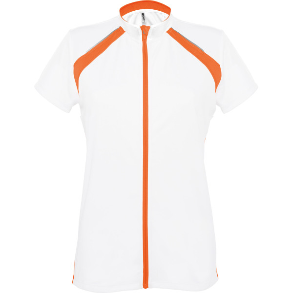 Dames-fietsshirt Korte Mouwen White / Orange L