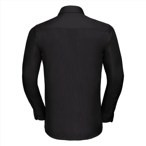 RUS Men LSL Tailored Polycot. Poplin Shirt, Black, 4XL