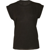 Ladies' flowy rolled-cuff T-shirt Black XL
