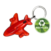 Sleutelhanger vliegtuig recycled transparant rood