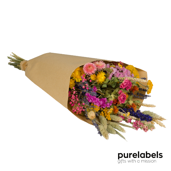 Duurzame bloemen cadeau | veldboeket multi 60 cm