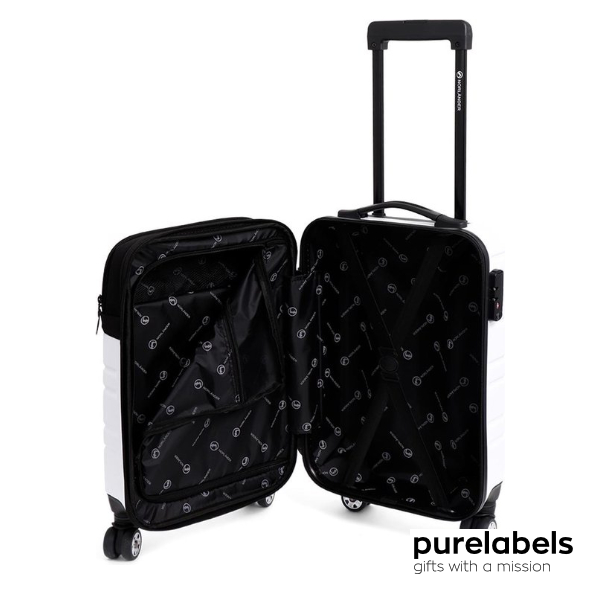Handbagage koffer duurzaam - stijlvolle trolley rpet - wit