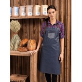 Division - Waxed look denim bib apron with faux leather Black / Tan Denim One Size