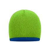 MB7584 Beanie with Contrasting Border lime/royal one size