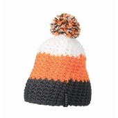 MB7940 Crocheted Cap with Pompon carbon/oranje/wit one size