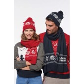 Gebreide kerstsjaal met sterrenpatroon Cherry Red One Size