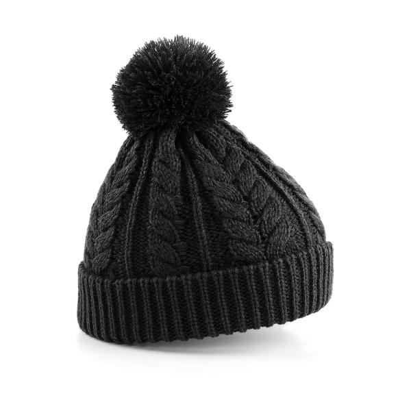 Cable Knit Snowstar Beanie - Charcoal