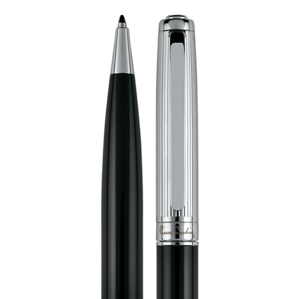 PC DIDIER metalen draaibalpen met houder in elegant zwart de bovenstukken zilverkleurig en voorzien van een fijne ribbelstructuur blauwschrijvend PC DIDIER metalen draaibalpen met houder in elegant zwart de bovenstukken zilverkleurig en voorzien van een fijne ribbelstructuur blauwschrijvend