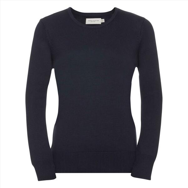 RUS Ladies Crew Neck Knitted Pullover, French Navy, XL