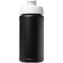 Baseline® Plus 500 ml flip lid sport bottle - Solid black/White