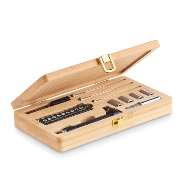 GALLAWAY - 21 pcs tool set in bamboo case