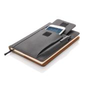 Notitieboek met vak voor telefoon, zwart