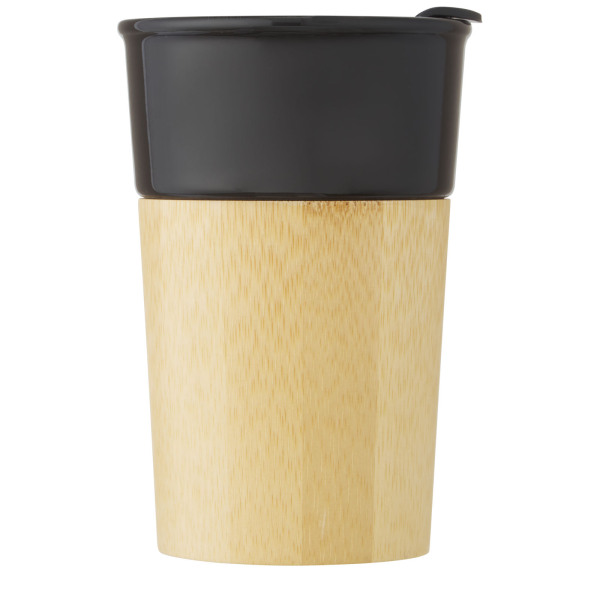 Pereira 320 ml porcelain mug with bamboo outer wall - Shiny black