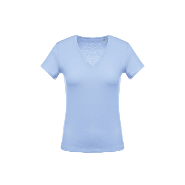 Ladies' short-sleeved V-neck T-shirt Sky Blue S