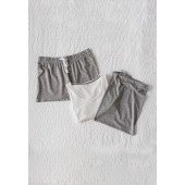 Ladies' Shorts Pyjama Set White / Heather Grey L