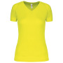 Dames sport-t-shirt V-hals Fluorescent Yellow XL