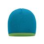 MB7584 Beanie with Contrasting Border - turquoise/lime-green - one size
