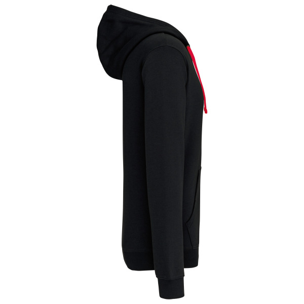 Herensweater met rits en capuchon in contrasterende kleur Black / Red XL