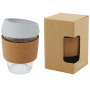 Lidan 360 ml borosilicate glass tumbler with cork grip and silicone lid - Grey