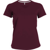 Dames T-shirt V-hals Korte Mouwen Wine XL