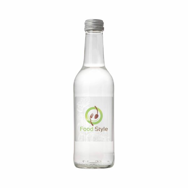 Bedrukte Glazen fles met 330 ml bronwater