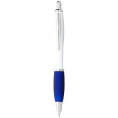 Nash kulspetspenna med vit kropp och färgat grepp - Vit/Kungsblå