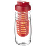 H2O Active® Pulse 600 ml sportfles en infuser met flipcapdeksel - Transparant/Rood