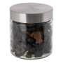 Glazen pot met embossing in RVS deksel 0,9 liter