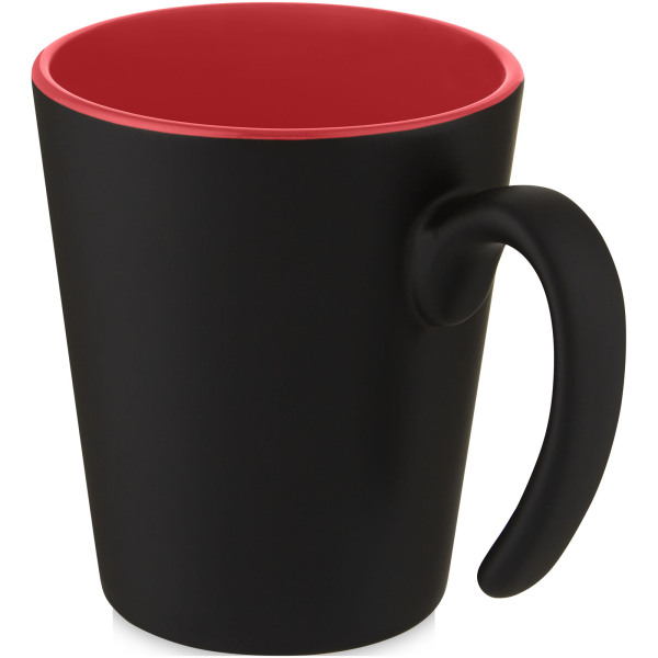 Oli 360 ml ceramic mug with handle - Red/Solid black