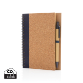 Kurk spiraal notitieboek met pen, blauw
