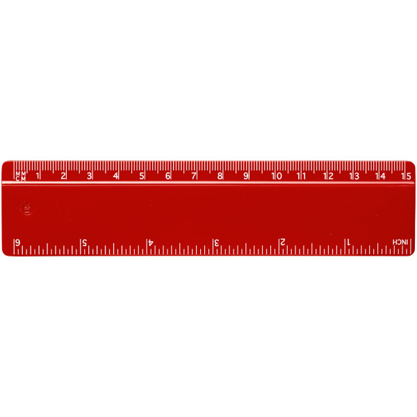 Refari liniaal van 15 cm van gerecycled plastic - Rood
