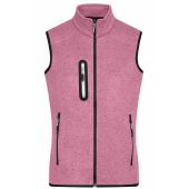 Ladies' Knitted Fleece Vest - pink-melange/off-white - S