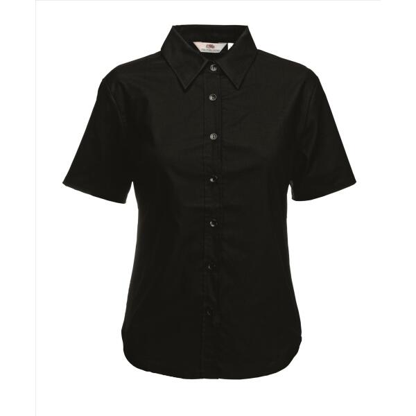 FOTL Lady-Fit Shortsleeve Oxford Shirt, Black, XXL