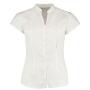 Ladies Cap Sleeve V Neck Tailored Continental Blouse, White, 20, Kustom Kit