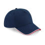 Authentic 5 Panel Cap - Piped Peak - French Navy/Classic Red/White