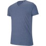 Heren-t-shirt V-hals polykatoen Blue Heather S