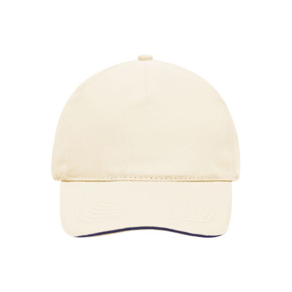 MB035 5 Panel Sandwich Cap - natural/navy - one size