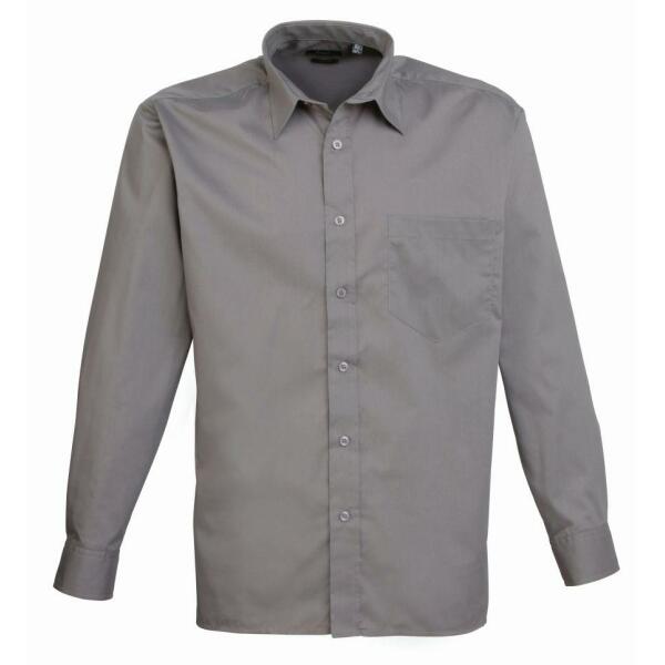 Long Sleeve Poplin Shirt, Dark Grey, 15.5, Premier