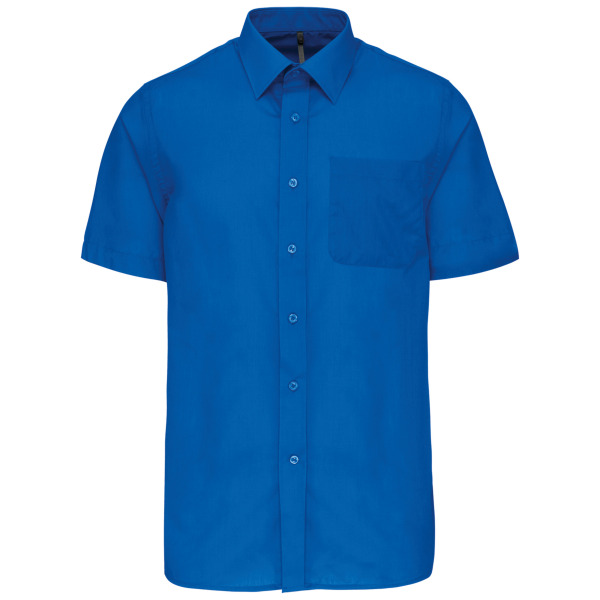 Overhemd in onderhoudsvriendelijk polykatoen-popeline korte mouwen heren Light Royal Blue XS