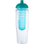 H2O Active® Tempo 700 ml bidon en infuser met koepeldeksel - Transparant/Aqua blauw
