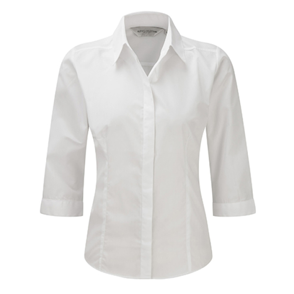 3/4 sleeve Poplin Shirt - White - XL