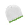 MB7584 Beanie with Contrasting Border - white/lime-green - one size