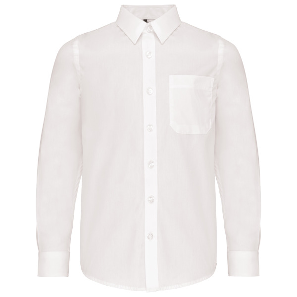 Kinder poplin overhemd lange mouwen White 6/8 ans