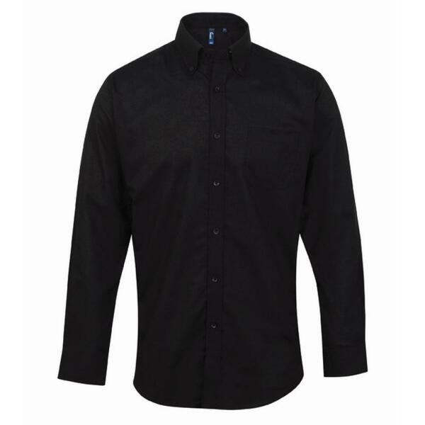 Signature Long Sleeve Oxford Shirt, Black, 14.5, Premier