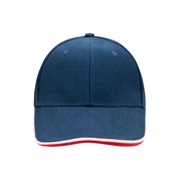 MB6197 6 Panel Double Sandwich Cap - royal/white/red - one size
