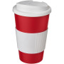 Americano® 350 ml tumbler with grip & spill-proof lid - Red/White