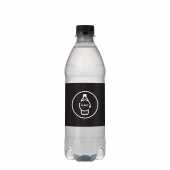 bronwater in 100% gereycleerd plastic (RPET) flesje 500ml met zwarte draaidop