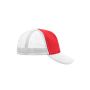 MB070 5 Panel Polyester Mesh Cap rood/wit one size