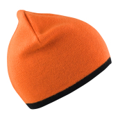 Soft Feel Cuffless Reversible Beanie - Bright Orange/Black - One Size