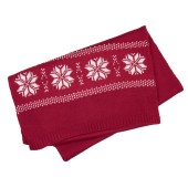 Gebreide kerstsjaal met sterrenpatroon Cherry Red One Size